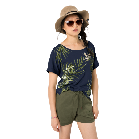 Фото футболка женская jack wolfskin tropical leaf midnight blue