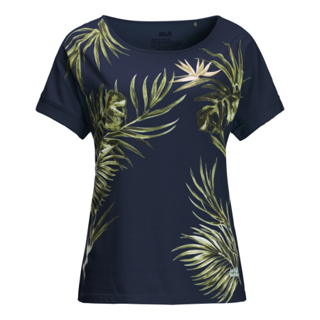 Фото футболка женская jack wolfskin tropical leaf midnight blue