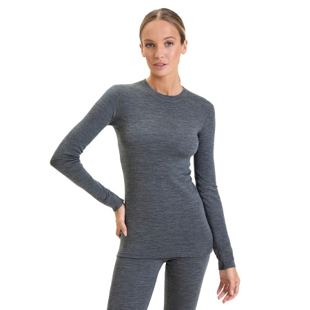 Фото футболка женская norveg soft (woolmark) с длинным рукавом серый меланж