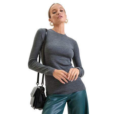 Фото футболка женская norveg soft (woolmark) с длинным рукавом серый меланж